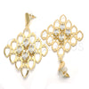 Oro Laminado Dangle Earring, Gold Filled Style with White Cubic Zirconia, Polished, Golden Finish, 02.268.0081