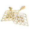 Oro Laminado Dangle Earring, Gold Filled Style with White Cubic Zirconia, Polished, Golden Finish, 02.268.0081