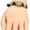 Oro Laminado Fancy Bracelet, Gold Filled Style Turtle and Heart Design, with White Micro Pave, Polished, Golden Finish, 03.63.1926.08 (10 MM Thickness, 8 Inches Length)