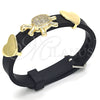 Oro Laminado Fancy Bracelet, Gold Filled Style Turtle and Heart Design, with White Micro Pave, Polished, Golden Finish, 03.63.1926.08 (10 MM Thickness, 8 Inches Length)