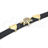 Oro Laminado Fancy Bracelet, Gold Filled Style Turtle and Heart Design, with White Micro Pave, Polished, Golden Finish, 03.63.1926.08 (10 MM Thickness, 8 Inches Length)