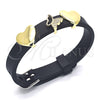 Oro Laminado Fancy Bracelet, Gold Filled Style Butterfly and Heart Design, with White Micro Pave, Polished, Golden Finish, 03.63.1927.08 (10 MM Thickness, 8 Inches Length)