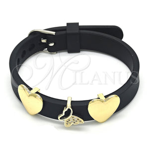 Gold Filled Bracelet — Fancy Bracelet Butterfly and Heart Design with White — main product view — SKU 123626 | Oro Laminado brazalete — elegante Bracelet Butterfly and corazón diseño with blanco — SKU 123626