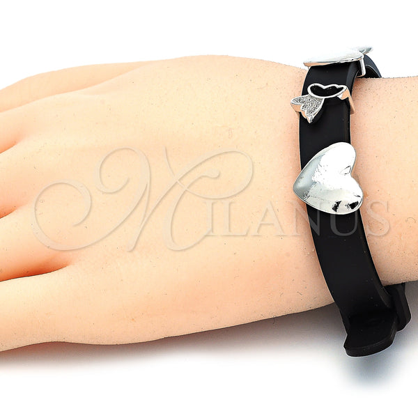White Gold Filled Bracelet — Fancy Bracelet Butterfly and Heart Design with White — alternate product view — SKU 123627 | Oro Laminado Blanco brazalete — elegante Bracelet Butterfly and corazón diseño with blanco — SKU 123627