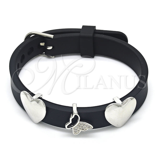 White Gold Filled Bracelet — Fancy Bracelet Butterfly and Heart Design with White — main product view — SKU 123627 | Oro Laminado Blanco brazalete — elegante Bracelet Butterfly and corazón diseño with blanco — SKU 123627