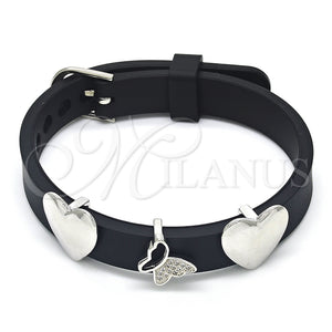 White Gold Filled Bracelet — Fancy Bracelet Butterfly and Heart Design with White — main product view — SKU 123627 | Oro Laminado Blanco brazalete — elegante Bracelet Butterfly and corazón diseño with blanco — SKU 123627