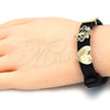 Oro Laminado Fancy Bracelet, Gold Filled Style Tree and Heart Design, with White Cubic Zirconia, Polished, Golden Finish, 03.63.1928.08 (10 MM Thickness, 8 Inches Length)