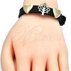 Oro Laminado Fancy Bracelet, Gold Filled Style Tree and Heart Design, with White Cubic Zirconia, Polished, Golden Finish, 03.63.1928.08 (10 MM Thickness, 8 Inches Length)