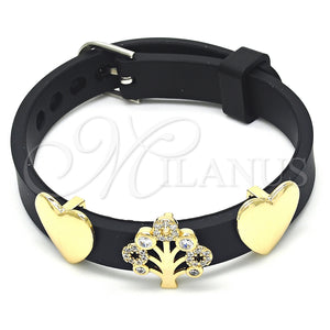 Gold Filled Bracelet — Fancy Bracelet Tree and Heart Design with White — main product view — SKU 123629 | Oro Laminado brazalete — elegante Bracelet Tree and corazón diseño with blanco — SKU 123629