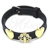 Oro Laminado Fancy Bracelet, Gold Filled Style Tree and Heart Design, with White Cubic Zirconia, Polished, Golden Finish, 03.63.1928.08 (10 MM Thickness, 8 Inches Length)