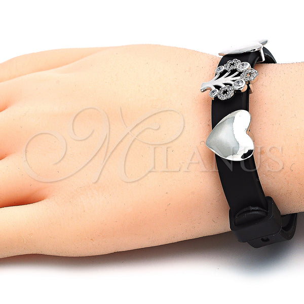 White Gold Filled Bracelet — Fancy Bracelet Tree and Heart Design with White — alternate product view — SKU 123630 | Oro Laminado Blanco brazalete — elegante Bracelet Tree and corazón diseño with blanco — SKU 123630