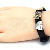 Oro Laminado Fancy Bracelet, Gold Filled Style Tree and Heart Design, with White Cubic Zirconia, Polished, Tricolor, 03.63.1928.2.08 (10 MM Thickness, 8 Inches Length)