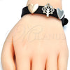 Oro Laminado Fancy Bracelet, Gold Filled Style Tree and Heart Design, with White Cubic Zirconia, Polished, Tricolor, 03.63.1928.2.08 (10 MM Thickness, 8 Inches Length)