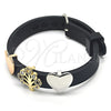 Oro Laminado Fancy Bracelet, Gold Filled Style Tree and Heart Design, with White Cubic Zirconia, Polished, Tricolor, 03.63.1928.2.08 (10 MM Thickness, 8 Inches Length)