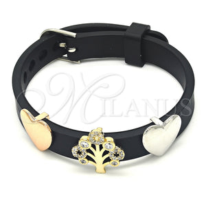 Gold Filled Bracelet — Fancy Bracelet Tree and Heart Design with White — main product view — SKU 123631 | Oro Laminado brazalete — elegante Bracelet Tree and corazón diseño with blanco — SKU 123631