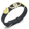 Oro Laminado Fancy Bracelet, Gold Filled Style Heart Design, with White Micro Pave, Polished, Golden Finish, 03.63.1929.08 (10 MM Thickness, 8 Inches Length)