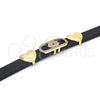Oro Laminado Fancy Bracelet, Gold Filled Style Heart Design, with White Micro Pave, Polished, Golden Finish, 03.63.1929.08 (10 MM Thickness, 8 Inches Length)
