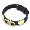 Oro Laminado Fancy Bracelet, Gold Filled Style Heart Design, with White Micro Pave, Polished, Golden Finish, 03.63.1929.08 (10 MM Thickness, 8 Inches Length)