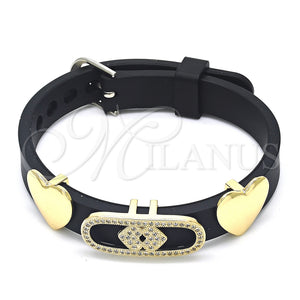 Gold Filled Bracelet — Fancy Bracelet Heart Design with White Micro Pave — main product view — SKU 123632 | Oro Laminado brazalete — elegante Bracelet corazón diseño with blanco Micro Pave — SKU 123632