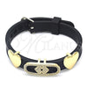 Oro Laminado Fancy Bracelet, Gold Filled Style Heart Design, with White Micro Pave, Polished, Golden Finish, 03.63.1929.08 (10 MM Thickness, 8 Inches Length)