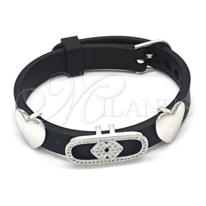 White Gold Filled Bracelet — Fancy Bracelet Heart Design with White Micro Pave — main product view — SKU 123633 | Oro Laminado Blanco brazalete — elegante Bracelet corazón diseño with blanco Micro Pave — SKU 123633