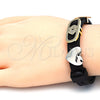 Oro Laminado Fancy Bracelet, Gold Filled Style Heart Design, with White Micro Pave, Polished, Tricolor, 03.63.1929.2.08 (10 MM Thickness, 8 Inches Length)