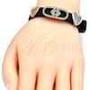 Oro Laminado Fancy Bracelet, Gold Filled Style Heart Design, with White Micro Pave, Polished, Tricolor, 03.63.1929.2.08 (10 MM Thickness, 8 Inches Length)