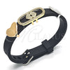 Oro Laminado Fancy Bracelet, Gold Filled Style Heart Design, with White Micro Pave, Polished, Tricolor, 03.63.1929.2.08 (10 MM Thickness, 8 Inches Length)
