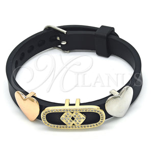 Gold Filled Bracelet — Fancy Bracelet Heart Design with White Micro Pave — main product view — SKU 123634 | Oro Laminado brazalete — elegante Bracelet corazón diseño with blanco Micro Pave — SKU 123634