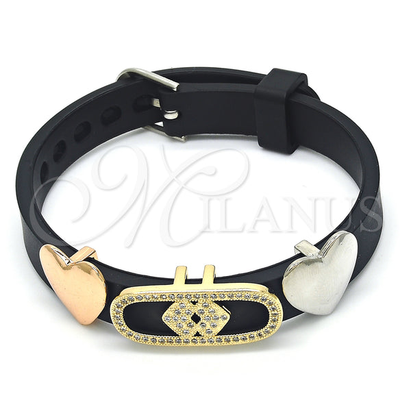 Gold Filled Bracelet — Fancy Bracelet Heart Design with White Micro Pave — main product view — SKU 123634 | Oro Laminado brazalete — elegante Bracelet corazón diseño with blanco Micro Pave — SKU 123634