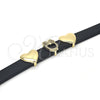 Oro Laminado Fancy Bracelet, Gold Filled Style Owl and Heart Design, with Black and White Micro Pave, Polished, Golden Finish, 03.63.1930.08 (10 MM Thickness, 8 Inches Length)