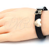 Oro Laminado Fancy Bracelet, Gold Filled Style Owl and Heart Design, with Black and White Micro Pave, Polished, Tricolor, 03.63.1930.2.08 (10 MM Thickness, 8 Inches Length)