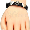 Oro Laminado Fancy Bracelet, Gold Filled Style Owl and Heart Design, with Black and White Micro Pave, Polished for wholesale, additional product view 3