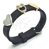 Oro Laminado Fancy Bracelet, Gold Filled Style Owl and Heart Design, with Black and White Micro Pave, Polished, Tricolor, 03.63.1930.2.08 (10 MM Thickness, 8 Inches Length)