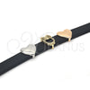 Oro Laminado Fancy Bracelet, Gold Filled Style Owl and Heart Design, with Black and White Micro Pave, Polished, Tricolor, 03.63.1930.2.08 (10 MM Thickness, 8 Inches Length)