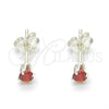 Sterling Silver Stud Earring, with Garnet Cubic Zirconia, Polished, Raw, 02.63.2604.1