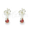 Sterling Silver Stud Earring, with Garnet Cubic Zirconia, Polished, Raw, 02.63.2604.1