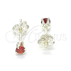 Sterling Silver Stud Earring, with Garnet Cubic Zirconia, Polished, Raw, 02.63.2604.1