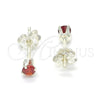 Sterling Silver Stud Earring, with Garnet Cubic Zirconia, Polished, Raw, 02.63.2604.1