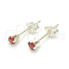 Sterling Silver Stud Earring, with Garnet Cubic Zirconia, Polished, Raw, 02.63.2604.1