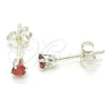 Sterling Silver Stud Earring, with Garnet Cubic Zirconia, Polished, Raw, 02.63.2604.1