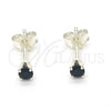 Sterling Silver Stud Earring, with Black Cubic Zirconia, Polished, Raw, 02.63.2604.3