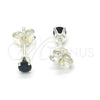 Sterling Silver Stud Earring, with Black Cubic Zirconia, Polished, Raw, 02.63.2604.3