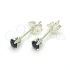 Sterling Silver Stud Earring, with Black Cubic Zirconia, Polished, Raw, 02.63.2604.3