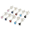 Sterling Silver Stud Earring, with Black Cubic Zirconia, Polished, Raw, 02.63.2604.3
