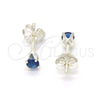 Sterling Silver Stud Earring, with Sapphire Blue Cubic Zirconia, Polished, Raw, 02.63.2604.4