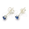 Sterling Silver Stud Earring, with Sapphire Blue Cubic Zirconia, Polished, Raw, 02.63.2604.4