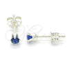 Sterling Silver Stud Earring, with Sapphire Blue Cubic Zirconia, Polished, Raw, 02.63.2604.4