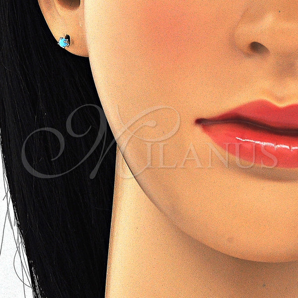 Sterling Silver Ring — Stud Earring with Turquoise Cubic Zirconia Polished Raw — alternate product view — SKU 123643 | Plata 925 anillo — Stud Earring with Turquoise Cubic Zirconia pulido Raw — SKU 123643