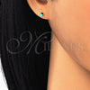 Sterling Silver Stud Earring, with Turquoise Cubic Zirconia, Polished, Raw, 02.63.2604.5